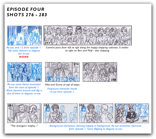 Another storyboard page from Episode 4 of The Macra Terror. Artist - Adrian Salmon.